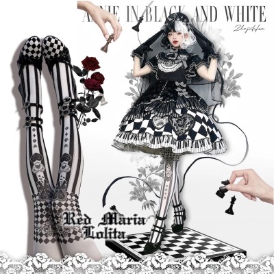 Red Maria Anne In Black And White Tights